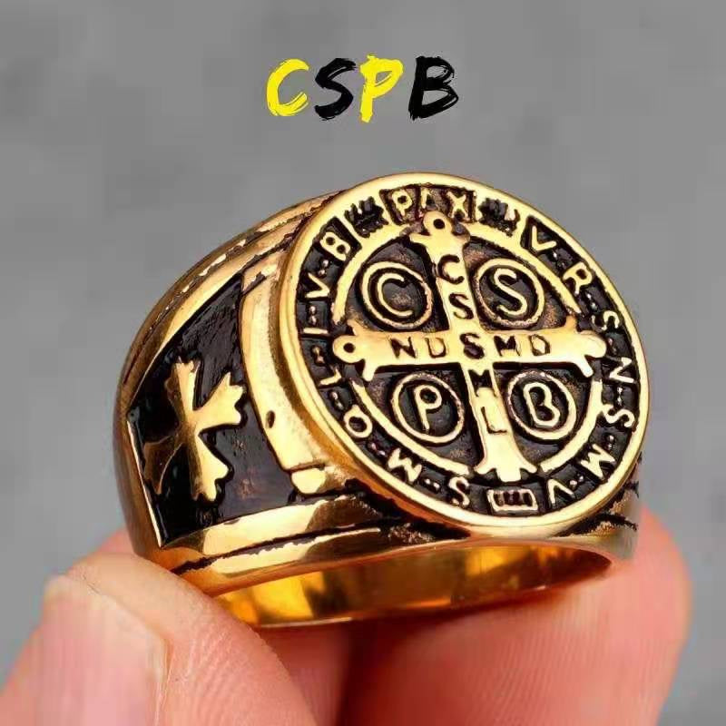 Cspb Cross Men's Stainless Steel Titanium Steel Ring