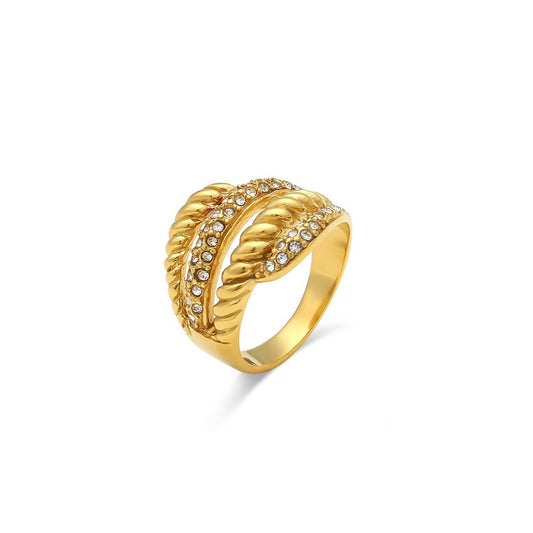 Four Layer Diamond Feather Ring