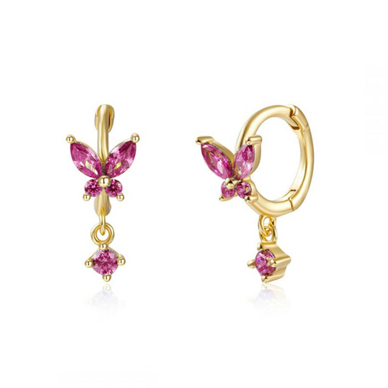 Women's Multicolored Zircon Butterfly Earrings