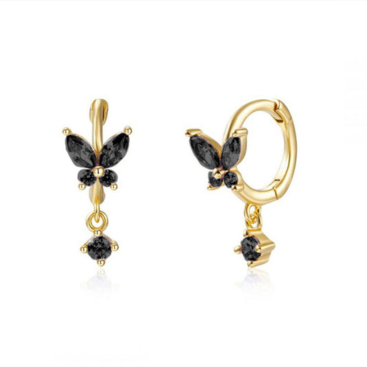 Women's Multicolored Zircon Butterfly Earrings