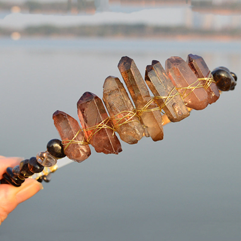 Natural Electroplated Crystal With Natural Crushed Stone Crown