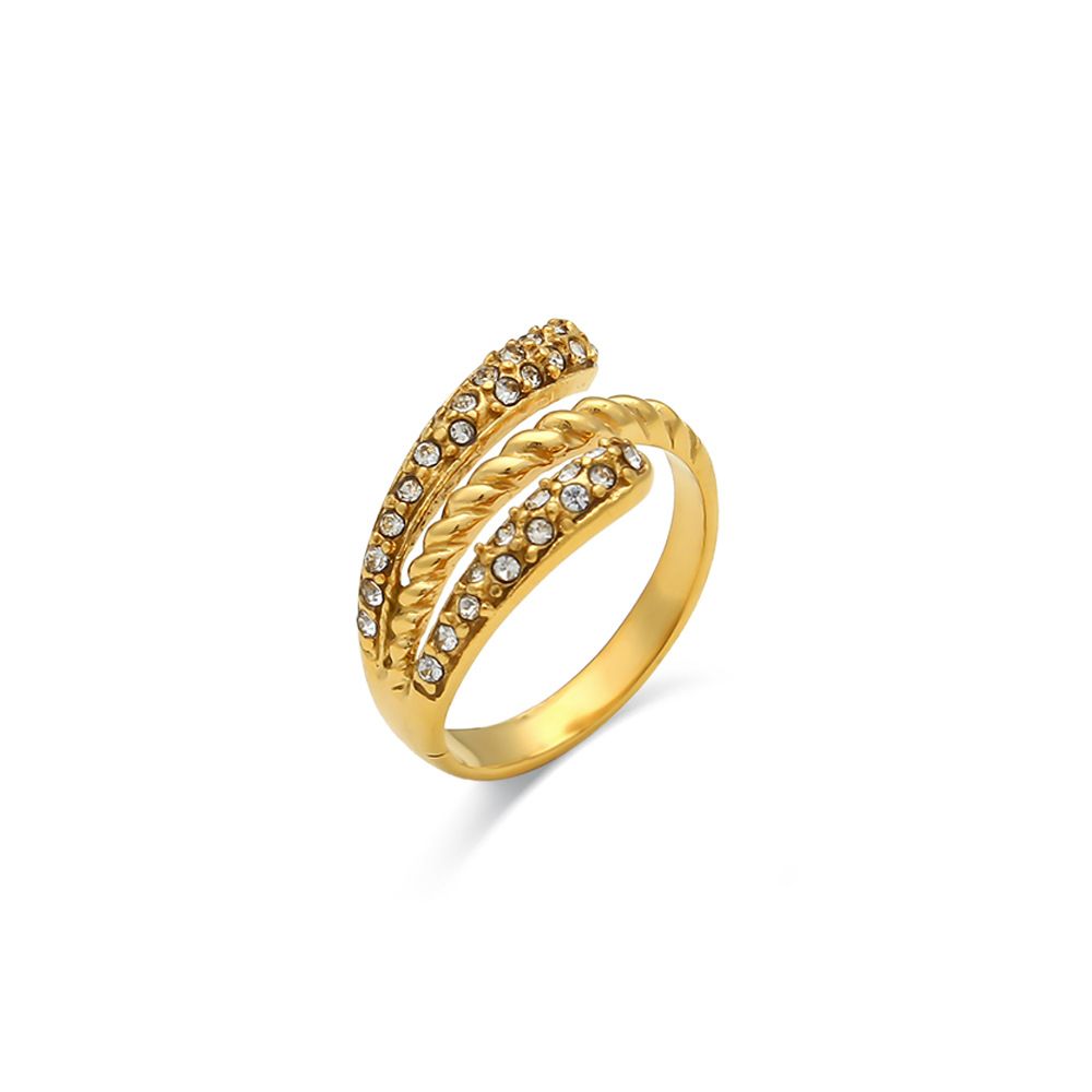 Four Layer Diamond Feather Ring