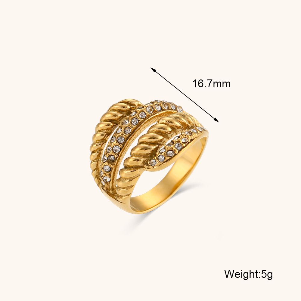 Four Layer Diamond Feather Ring