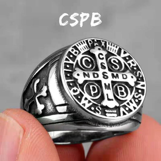 Cspb Cross Men's Stainless Steel Titanium Steel Ring