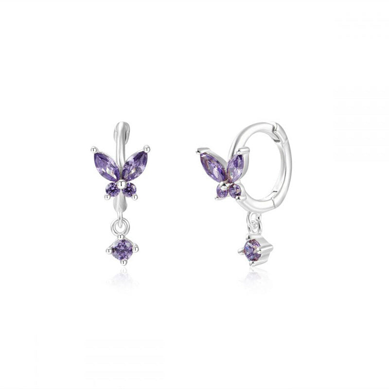 Women's Multicolored Zircon Butterfly Earrings