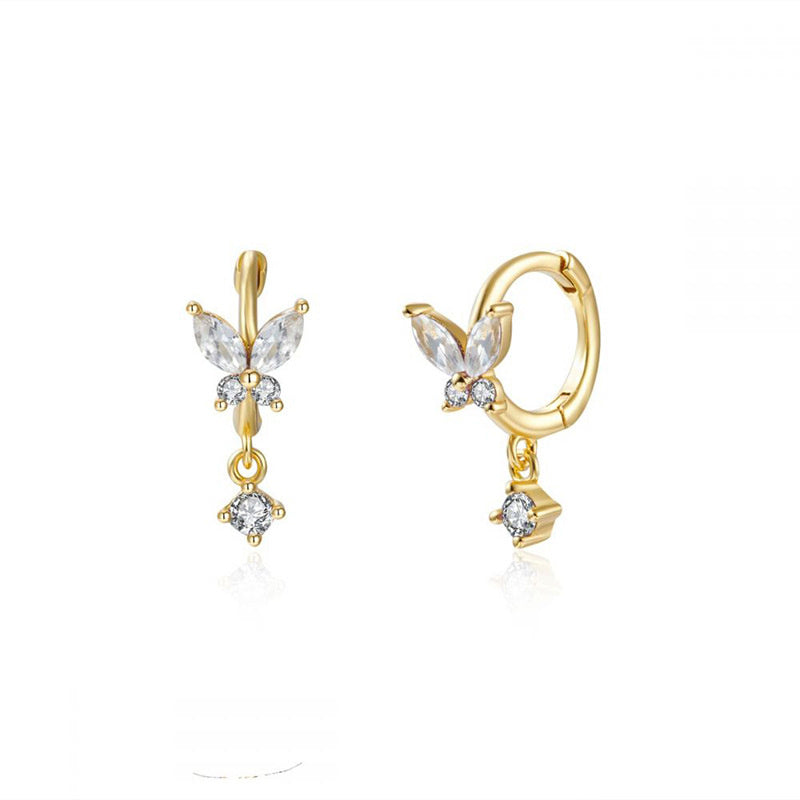 Women's Multicolored Zircon Butterfly Earrings