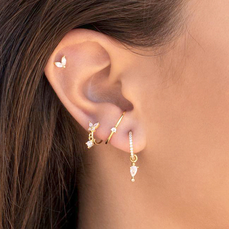 Women's Multicolored Zircon Butterfly Earrings