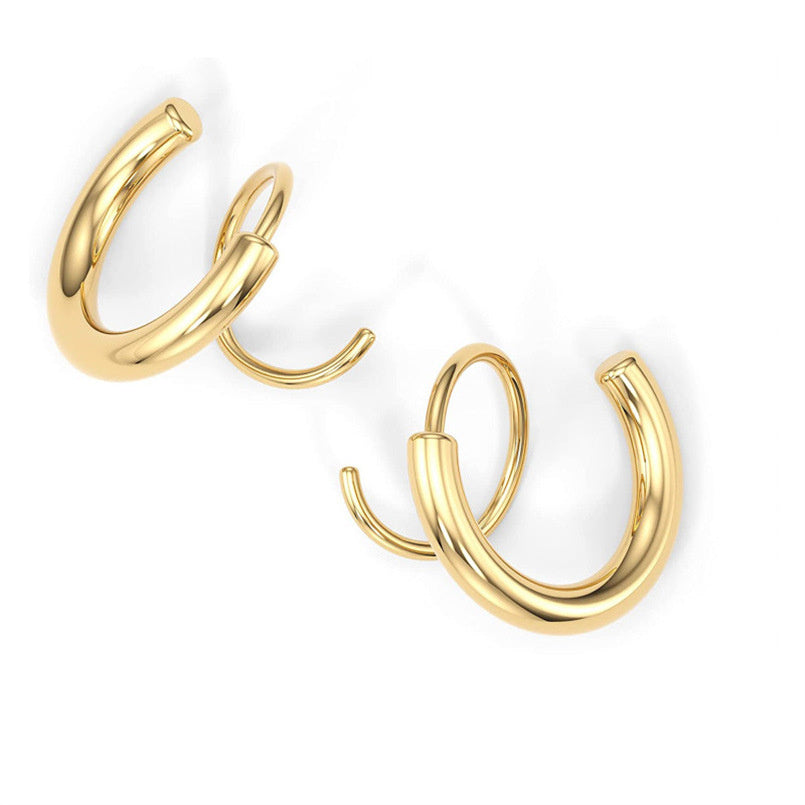 Double-coil Twisted Earrings Stainless Steel
