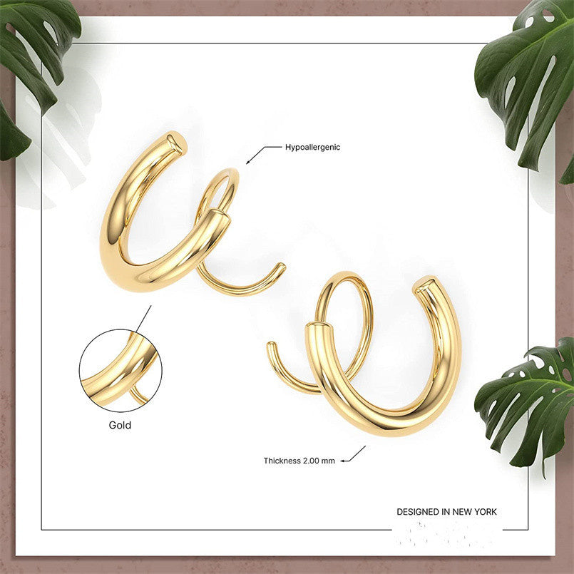 Double-coil Twisted Earrings Stainless Steel