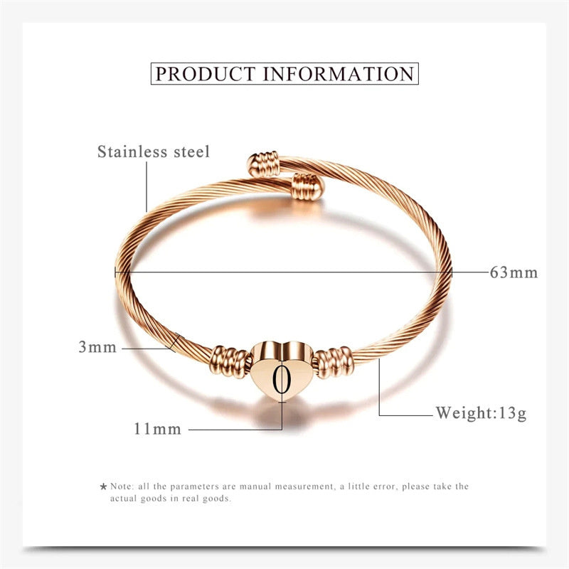Simple Love 26 Letters Stainless Steel Bracelet Word