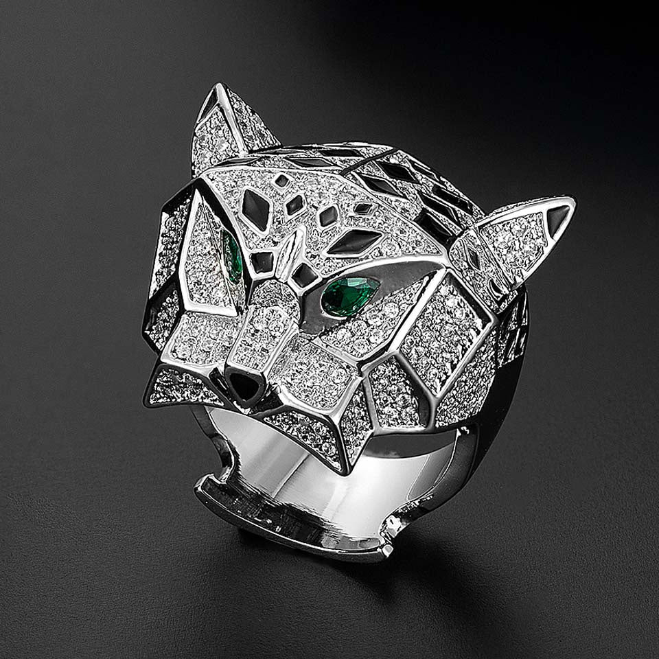 Gold And Rhodium Plating Leopard Man
