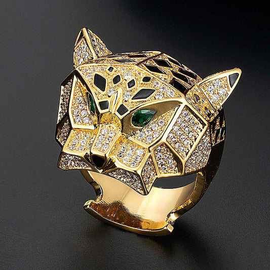 Gold And Rhodium Plating Leopard Man