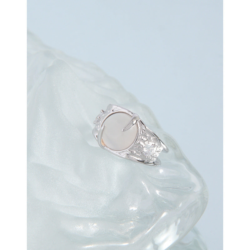 Moonlight Series Agate Opening Ring Sterling Silver S925 Female