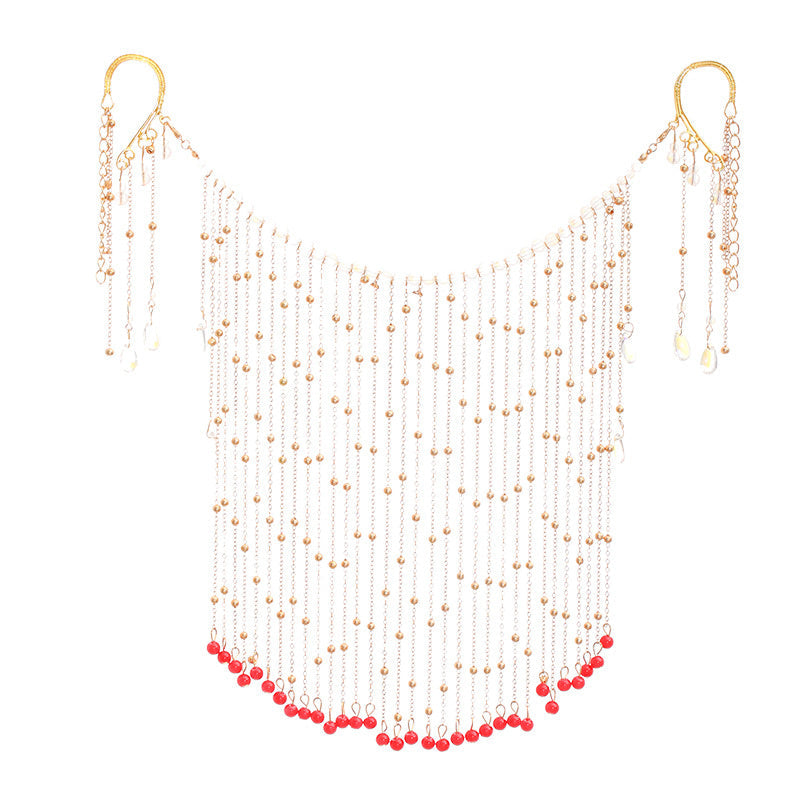 Hanfu Ancient Style Face Covering Curtain Tassel Veil Hanging Ear