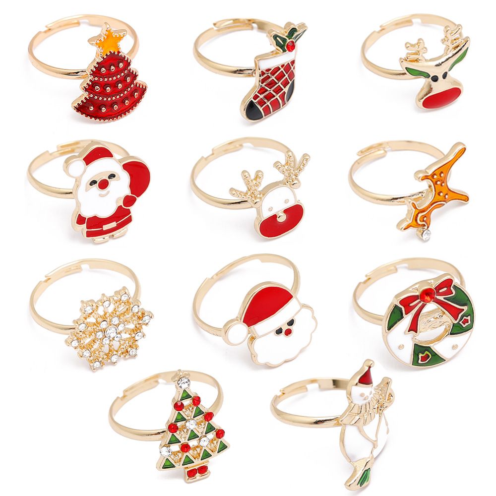 European And American Christmas Ornament Cartoon Children's Ring Snowman Elk Christmas Tree Snowflake Finger