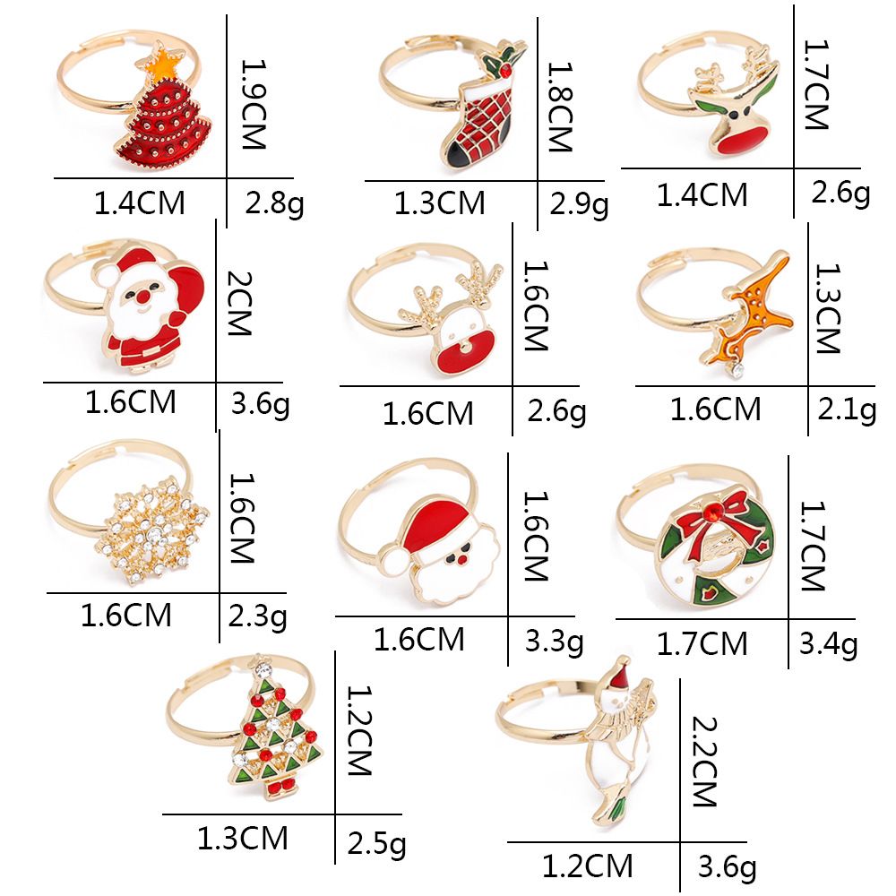 European And American Christmas Ornament Cartoon Children's Ring Snowman Elk Christmas Tree Snowflake Finger