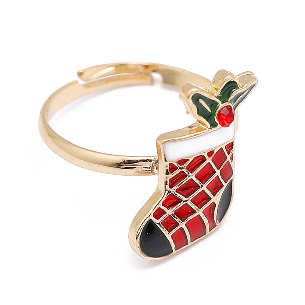 European And American Christmas Ornament Cartoon Children's Ring Snowman Elk Christmas Tree Snowflake Finger