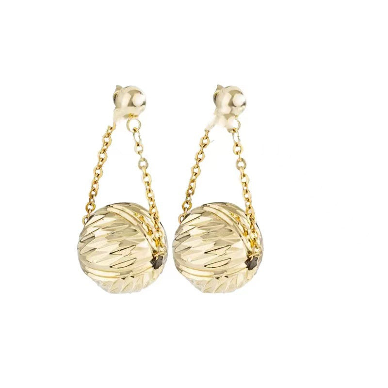 Gold Simple Temperament Ball Earrings