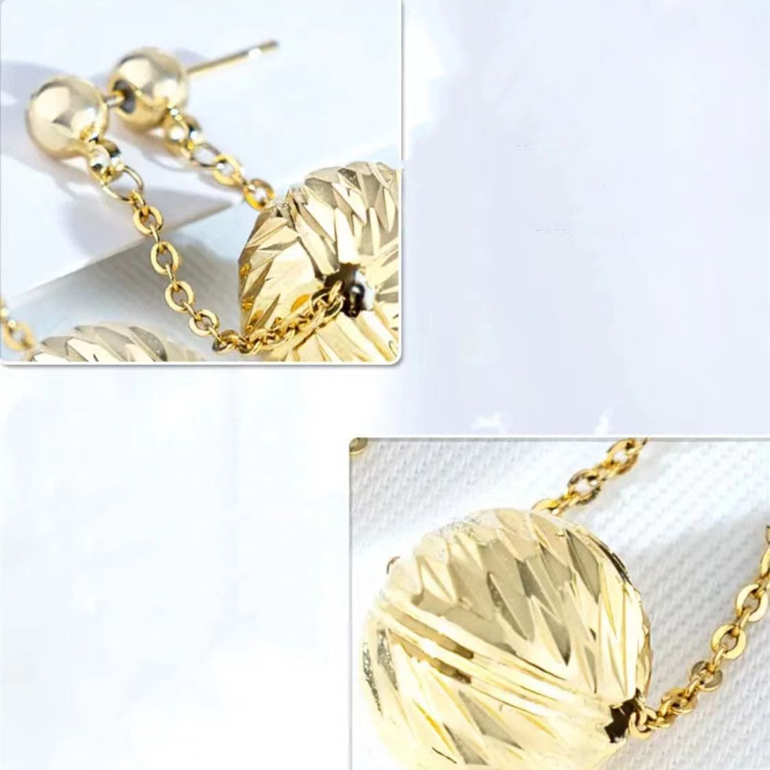 Gold Simple Temperament Ball Earrings