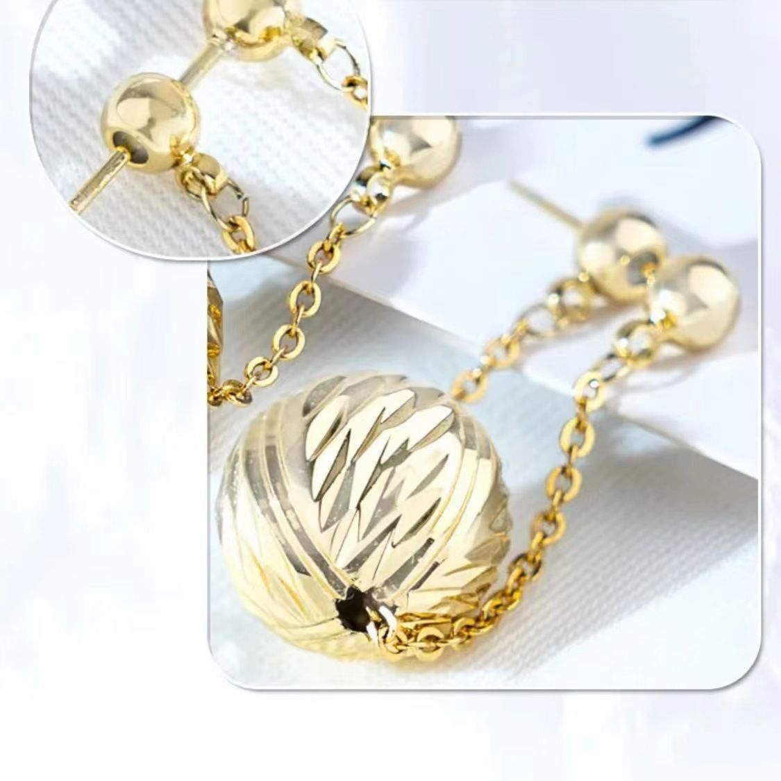 Gold Simple Temperament Ball Earrings