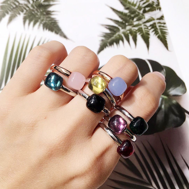 Japanese And Korean Design Sense Jewel Candy Bun Small Sugar Ring