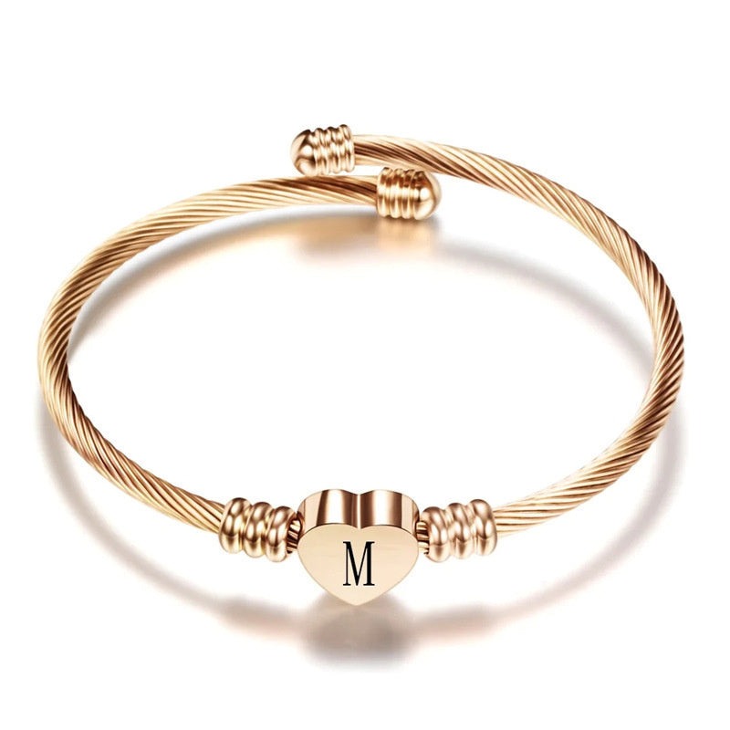 Simple Love 26 Letters Stainless Steel Bracelet Word