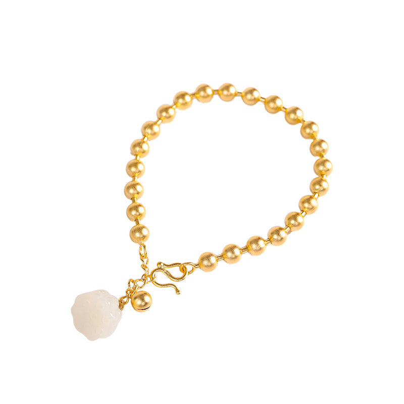 Fashion Simple White Jade Lotus Bracelet