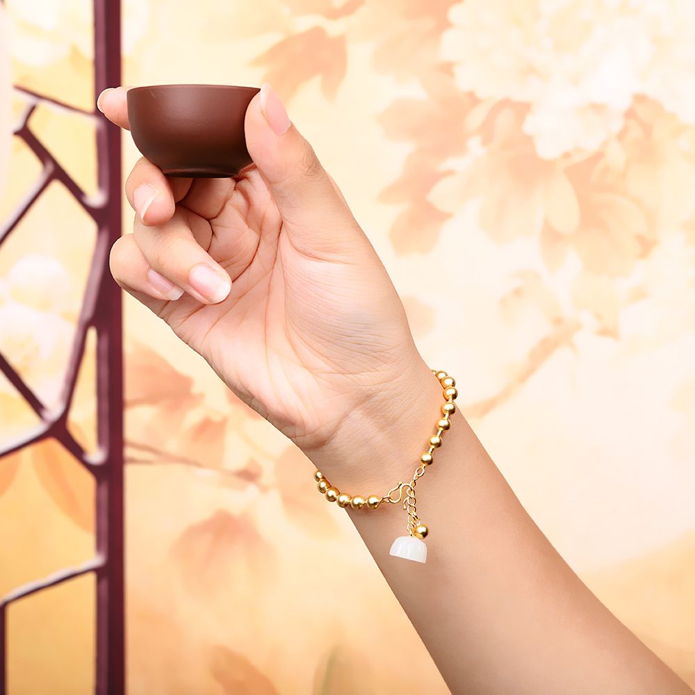 Fashion Simple White Jade Lotus Bracelet