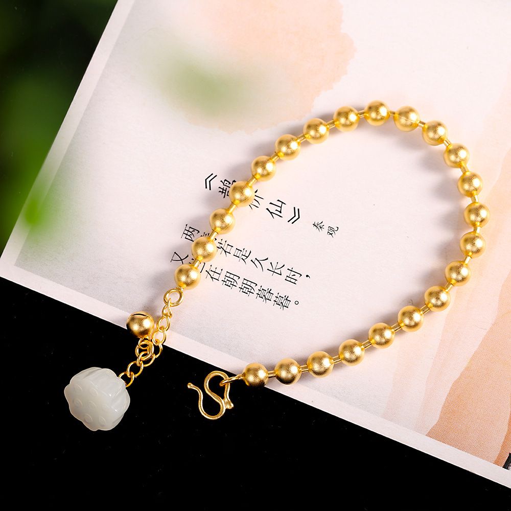 Fashion Simple White Jade Lotus Bracelet