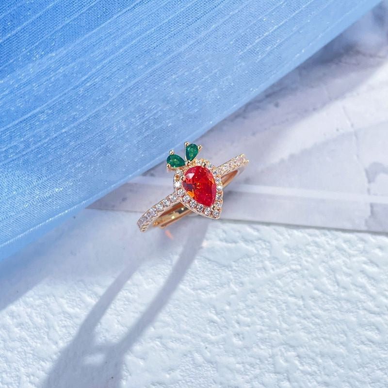 Carrot Ring Female Cute Opening Micro-inlaid Jewelry
