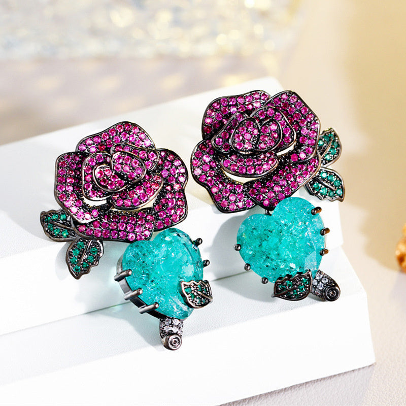 Heart Zircon Colored Treasure Earrings