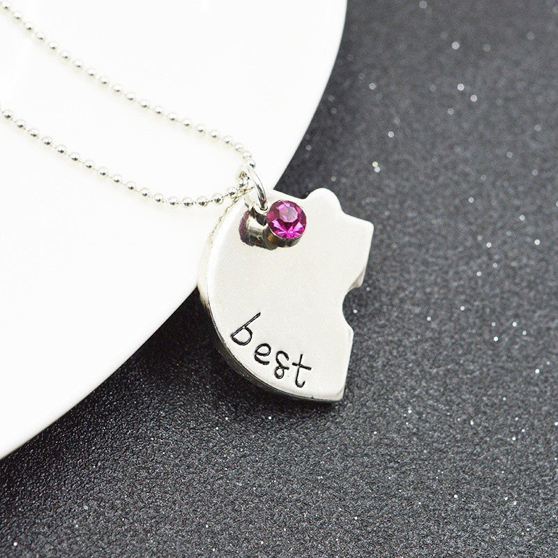 4pcs/set BFF Friend Necklace Heart Shape Puzzle Hand Stamped Friendship