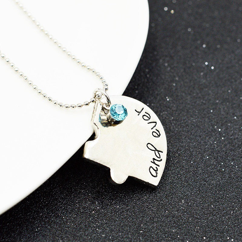 4pcs/set BFF Friend Necklace Heart Shape Puzzle Hand Stamped Friendship