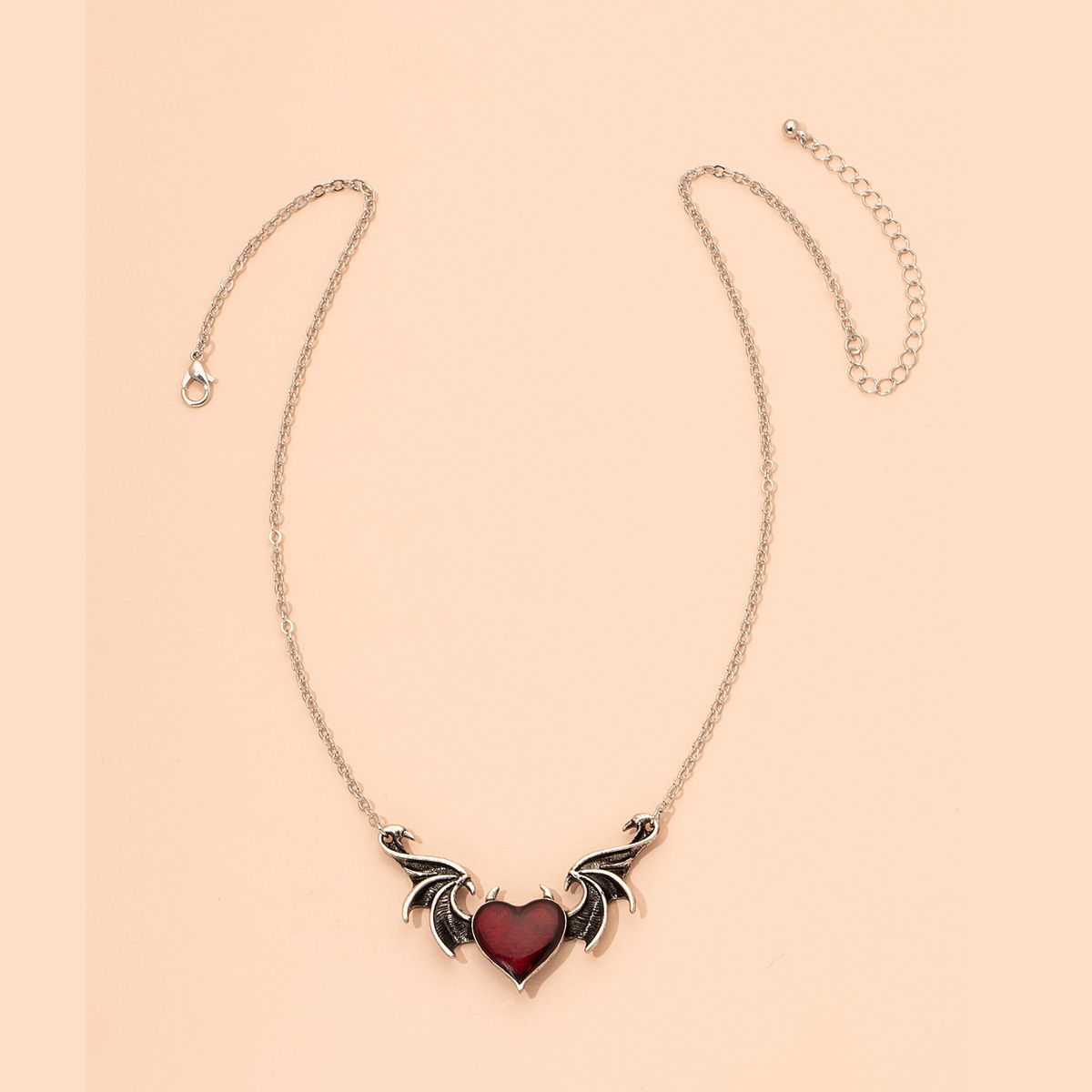 Devil Wings Necklace Punk Hip Hop Metal Heart Pendant