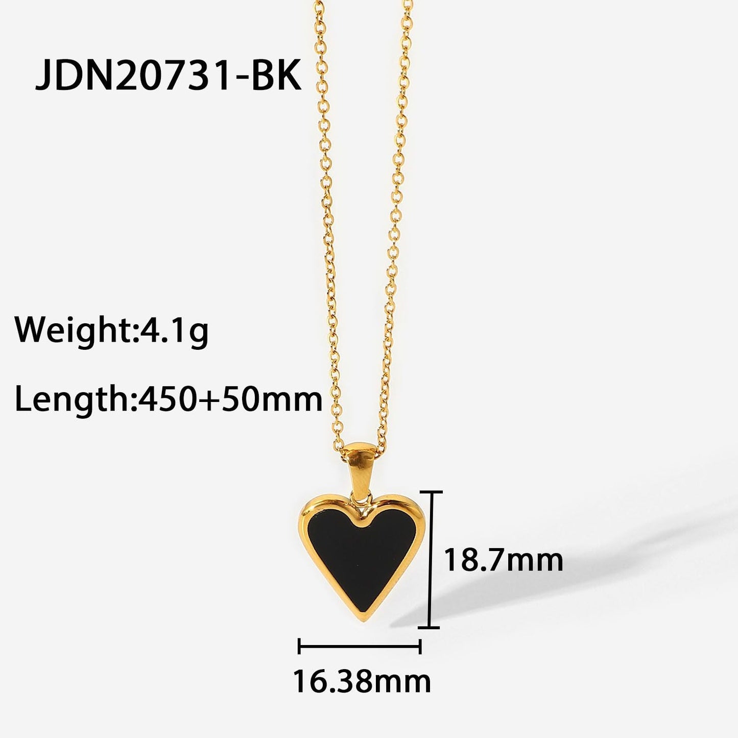 Ins Style 18k Gold White Shell/green Malachite/black Shell Love Pendant Necklace Titanium Steel Jewelry Women