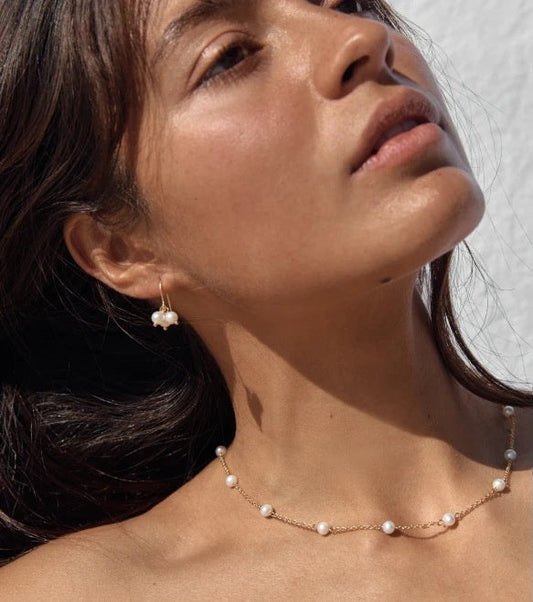 Pearl Necklace 18k Gold Plated Stainless Steel Chain Natural Freshwater Pearl Neck Neck Chain Women