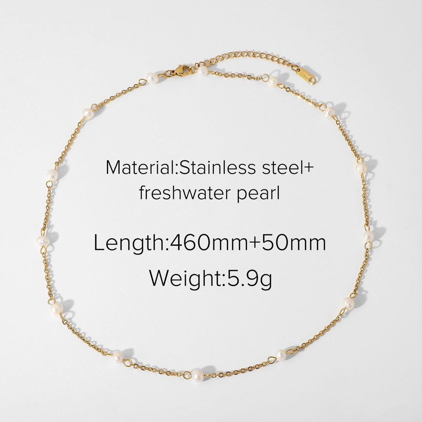 Pearl Necklace 18k Gold Plated Stainless Steel Chain Natural Freshwater Pearl Neck Neck Chain Women