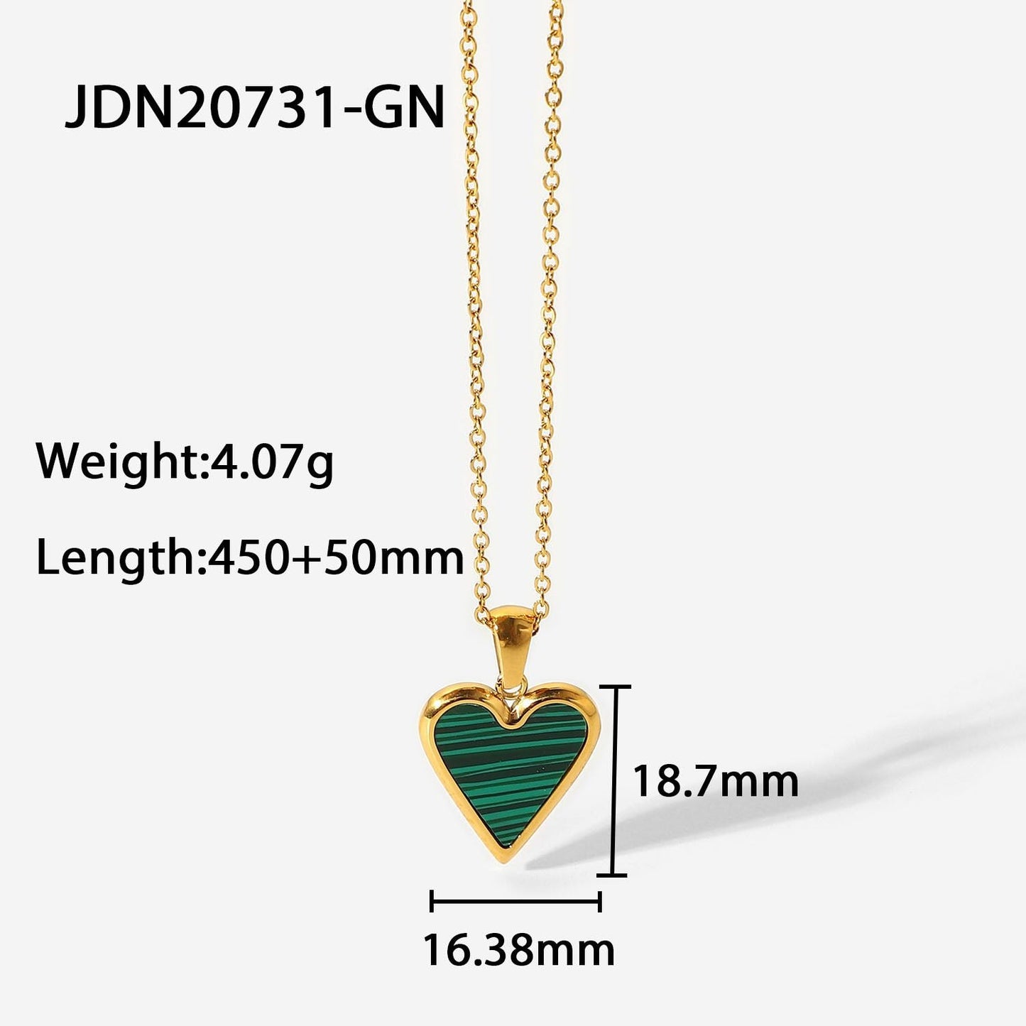Ins Style 18k Gold White Shell/green Malachite/black Shell Love Pendant Necklace Titanium Steel Jewelry Women