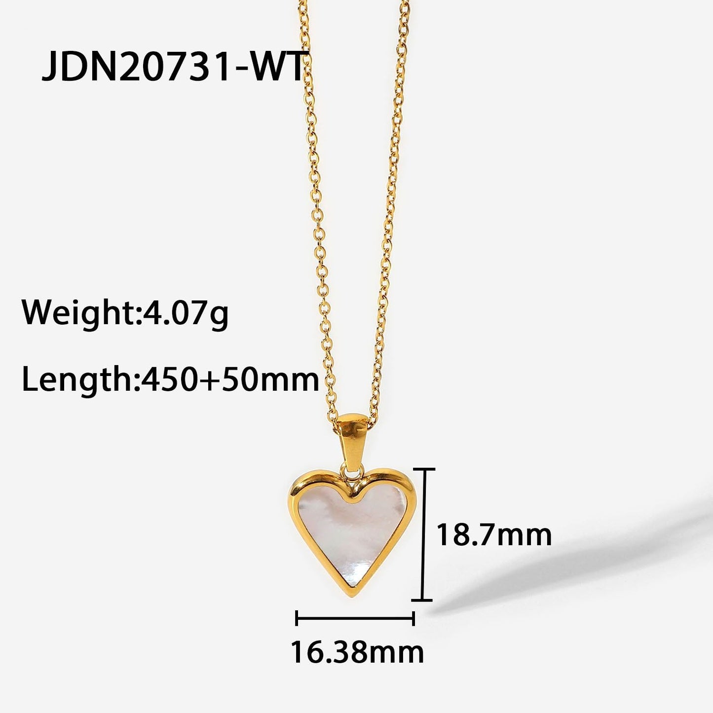 Ins Style 18k Gold White Shell/green Malachite/black Shell Love Pendant Necklace Titanium Steel Jewelry Women