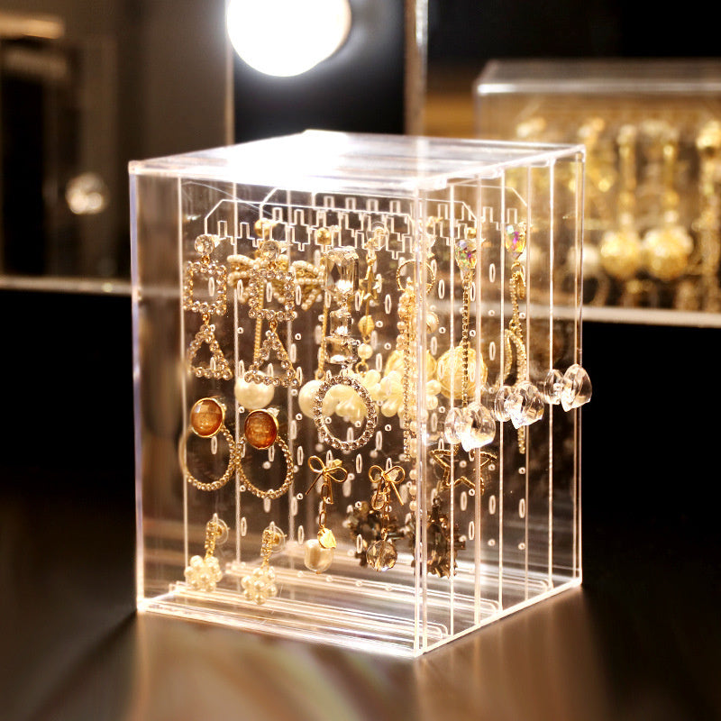 Women Portable Necklace Bracelet Organizer Case Earrings Ring Display Stand Shelf Dustproof Acrylic Jewelry Storage Box Drawer