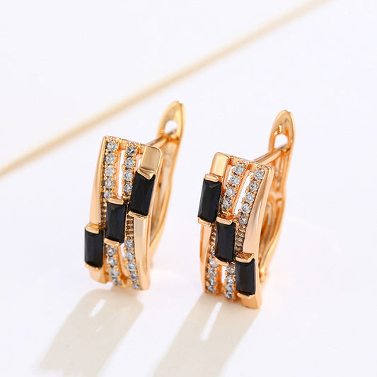 18K golden fashion ear buckle European and American earrings