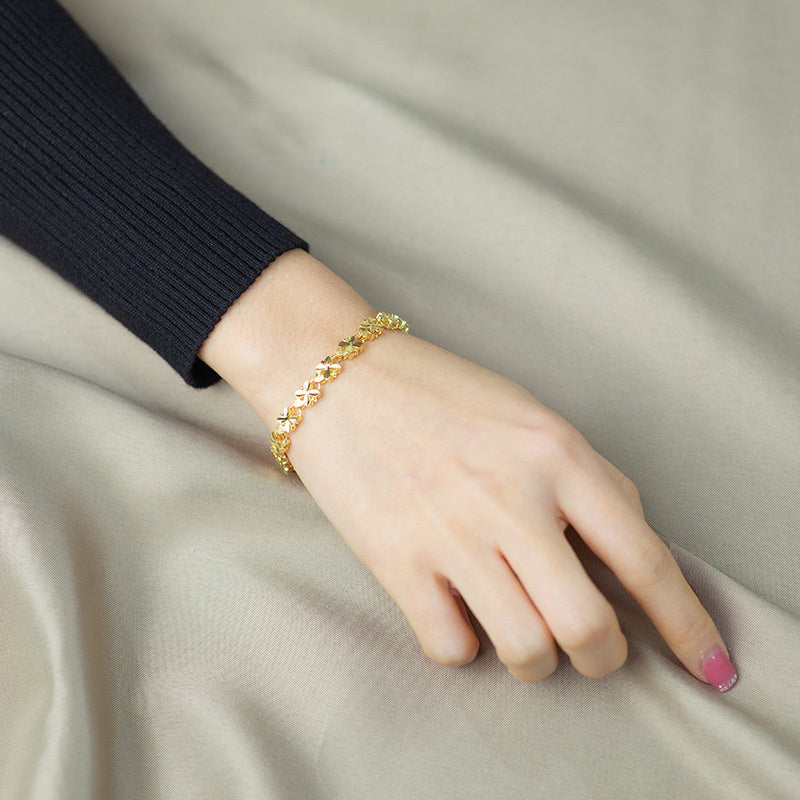 Retro four -leaf lucky grass bracelet female bride jewelry