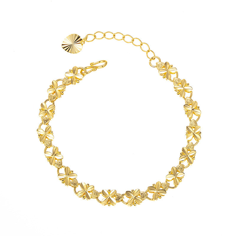 Retro four -leaf lucky grass bracelet female bride jewelry