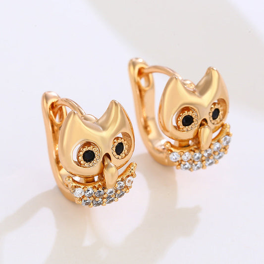 Fashion Owl Earrings  Personalised zirconia animal earrings