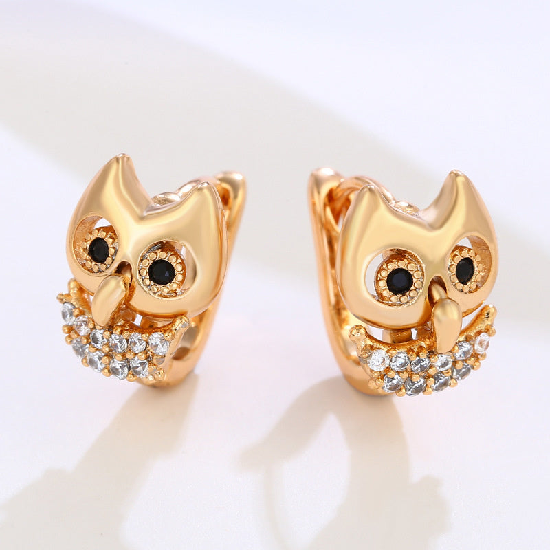 Fashion Owl Earrings  Personalised zirconia animal earrings